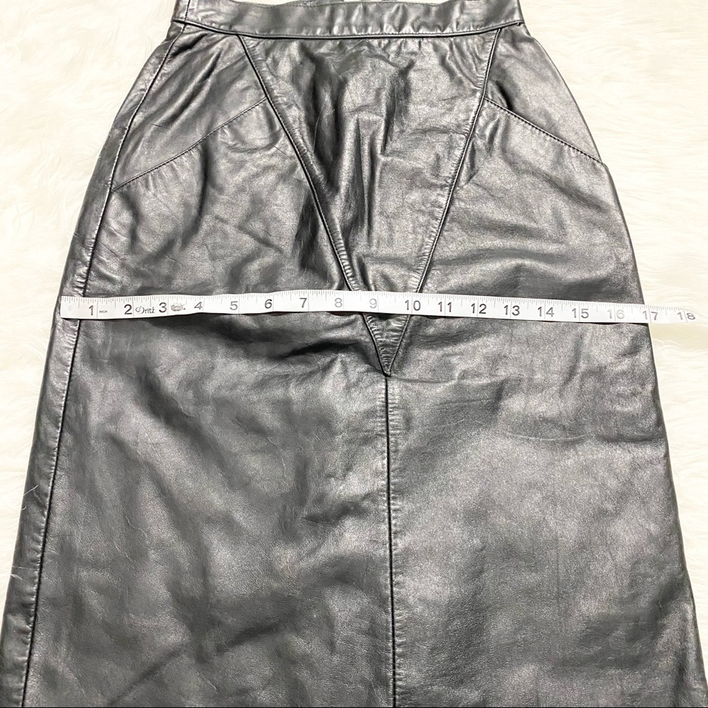 WILSONS Vintage Black Leather Pencil Skirt - Picture 4 of 7